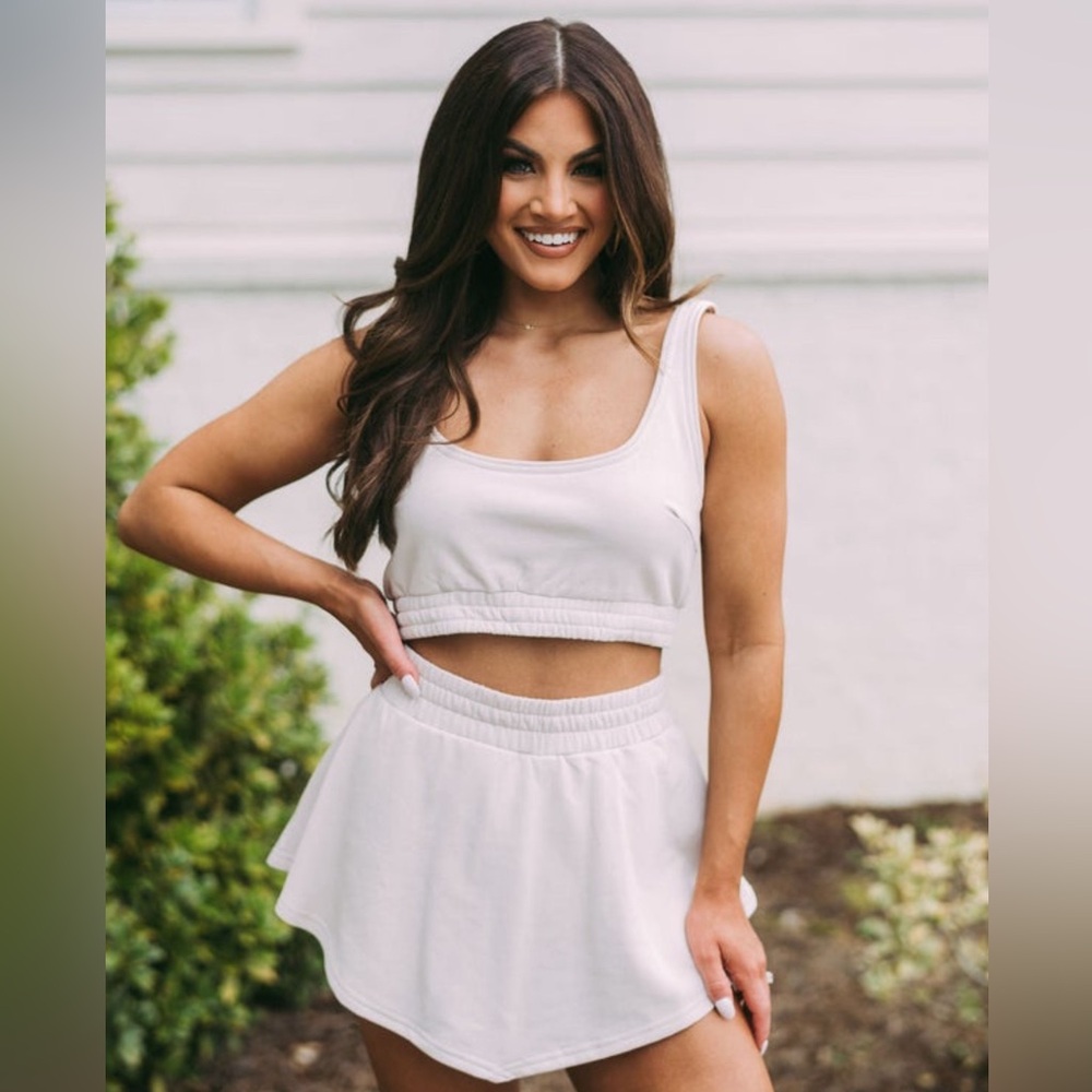 THESE THREE BOUTIQUE Cotton Skort Set- Cream
